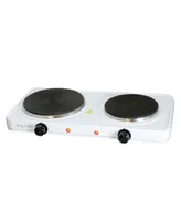 Megachef Electric Dual Burner Cooktop Buffet Range in Sleek White