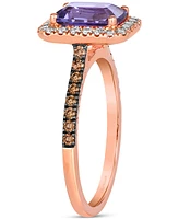 Le Vian Deep Sea Blue Topaz (1-5/8 ct. t.w.) & Diamond (3/8 Halo Ring 14k Rose Gold (Also Amethyst Citrine)