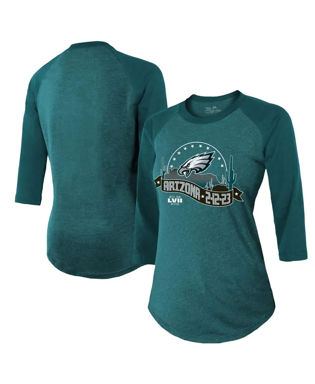 Lids Philadelphia Eagles Majestic Threads Women's Super Bowl LVII Desert  Tri-Blend Raglan 3/4 Sleeve T-Shirt - Midnight Green