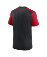 Men's Nike Heathered Black, Red Atlanta Falcons Color Block Team Name T-shirt