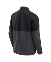 Men's Fanatics Black, Heathered Charcoal Wisconsin Badgers Durable Raglan Full-Zip Jacket