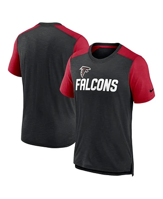 Men's Nike Heathered Black, Red Atlanta Falcons Color Block Team Name T-shirt