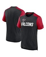 Men's Nike Heathered Black, Red Atlanta Falcons Color Block Team Name T-shirt