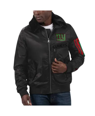 Men's Starter x Ty Mopkins Black New York Giants Black History Month Satin Full-Zip Jacket