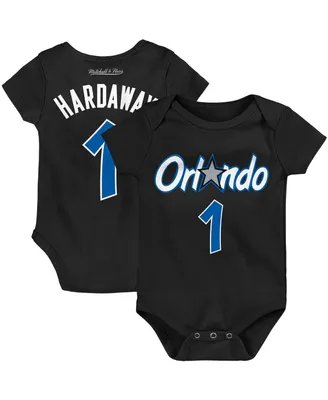 Infant Boys and Girls Mitchell & Ness Penny Hardaway Black Orlando Magic Hardwood Classics Name and Number Bodysuit