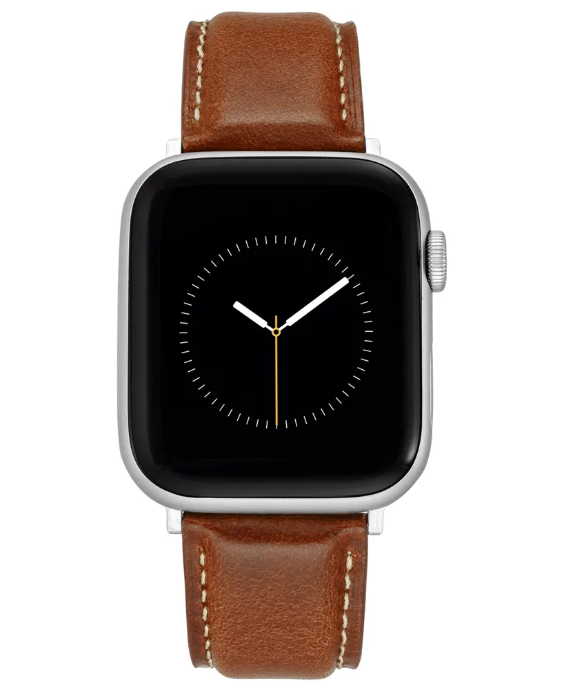 WITHit Honey Brown Smooth Genuine Leather Band designed for Apple Watch 42mm (Series 1-3 only) & 44/45/46/49mm (Ultra & Ultra 2)