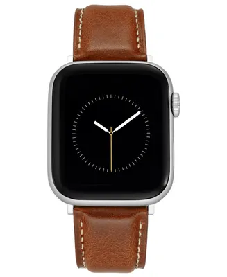 WITHit Honey Brown Smooth Genuine Leather Band Compatible with 42/44/45/Ultra/Ultra 2 Apple Watch