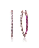 Genevive Sterling Silver Cubic Zirconia Hoop Earrings