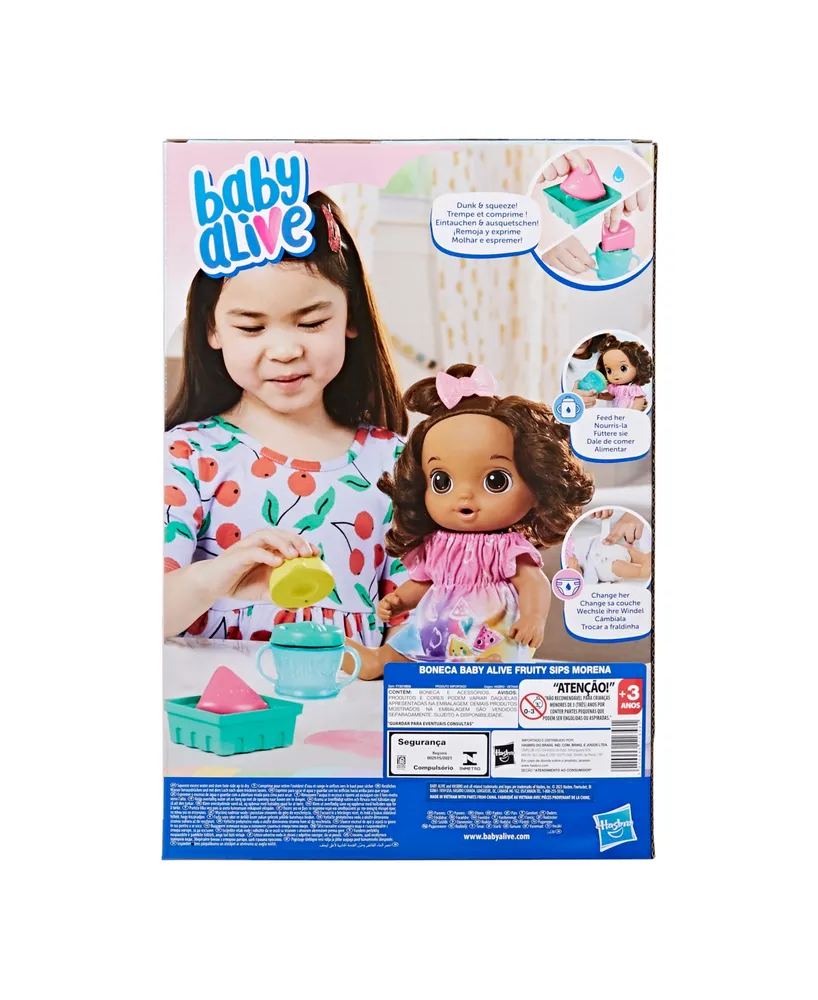 Baby Alive Fruity Sips Doll, Lemon, Brown Hair