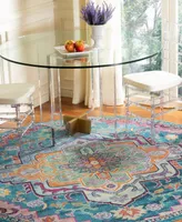 Safavieh Crystal CRS501 Teal and Rose 7' x 7' Round Area Rug