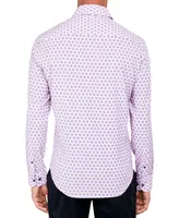 Society of Threads Men's Regular-Fit Non-Iron Performance Stretch Star Geo-Print Button-Down Shirt