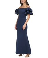 Eliza J Women's Ruffled-Sleeve Off-The-Shoulder Mermaid Gown