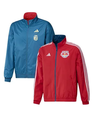 Men's adidas Red and Gray New York Bulls 2023 On-Field Anthem Full-Zip Reversible Team Jacket