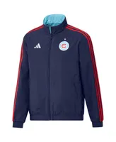 Men's adidas Navy and Light Blue Chicago Fire 2023 On-Field Anthem Full-Zip Reversible Team Jacket