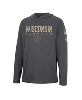 Men's Colosseum Charcoal Wisconsin Badgers Team Oht Military-Inspired Appreciation Hoodie Long Sleeve T-shirt