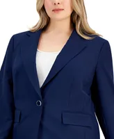 Le Suit Plus Stretch Crepe One-Button Pantsuit