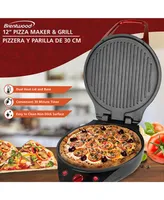 Brentwood 1200 Watt 12 Inch Non Stick Pizza Maker and Grill in Red