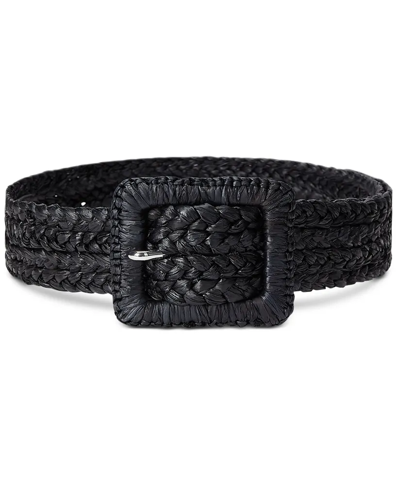 Lauren Ralph Women's Raffia Wide Covered-Buckle Belt