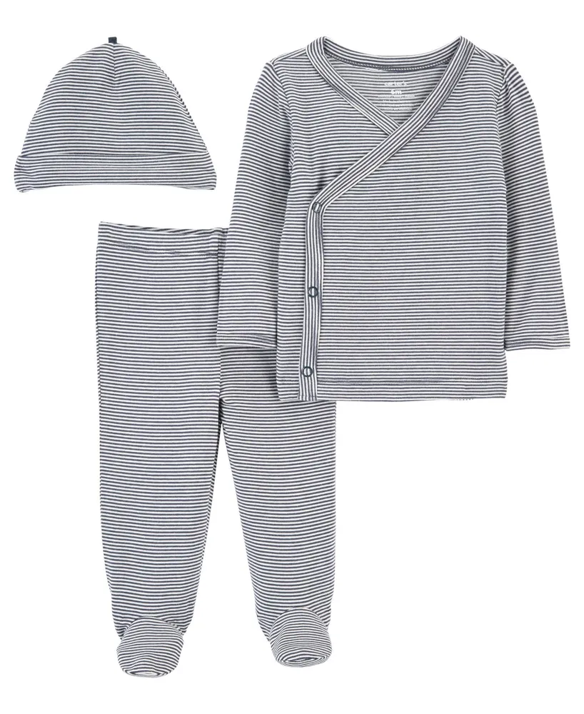 Baby Boys Terry Cardigan, Bodysuit, and Pants, 3 Piece Set