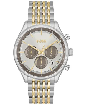 Hugo Boss Men's Gregor Quartz Chronograph Stainless Steel and Ionic Gold-Tone Plated Steel Watch 45mm - Two