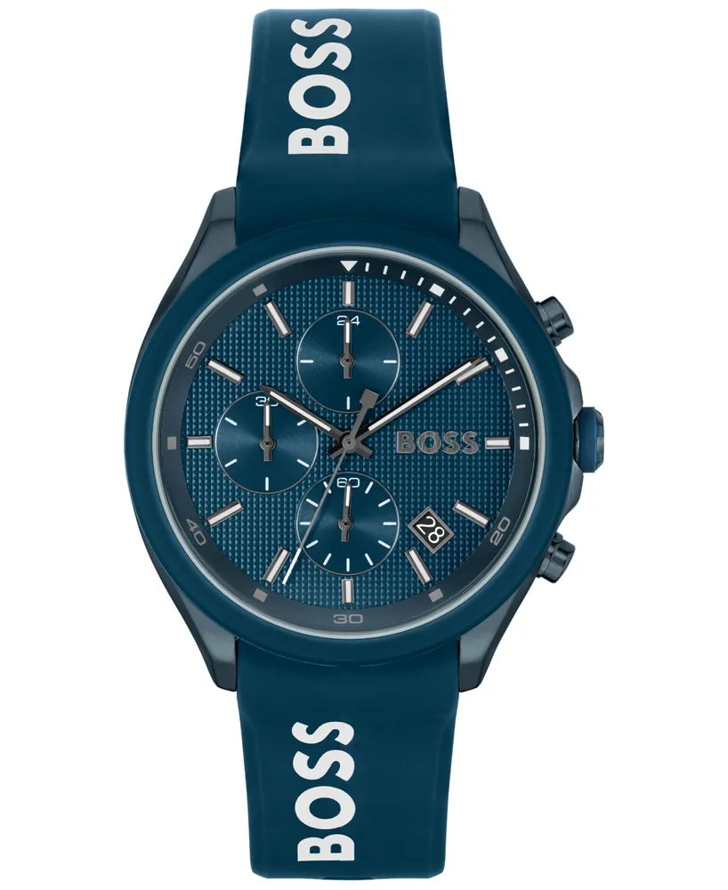 Boss Men's Velocity Quartz Fashion Chronograph Silicone Strap Watch 44mm