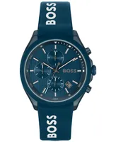 Hugo Boss Men's Velocity Quartz Fashion Chronograph Silicone Strap Watch 44mm