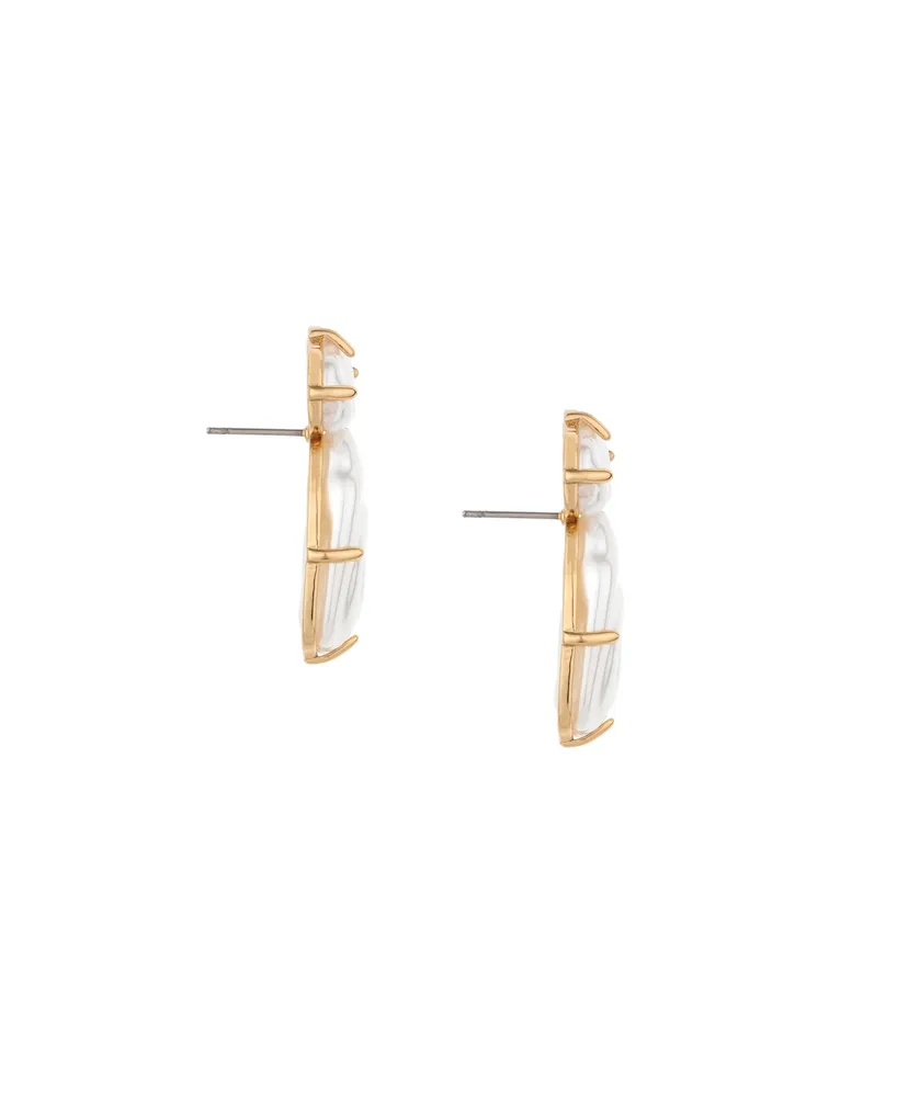 Ettika Double Imitation Pearl Nugget 18K Gold Plated Earrings