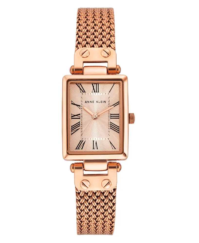 Anne Klein Women's Three Hand Quartz Rose Gold-tone Stainless Steel Band Watch, 21.5mm