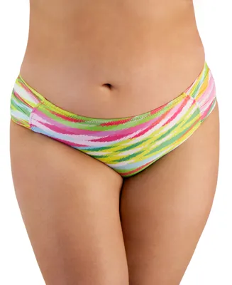 Becca Etc Trendy Plus Awaken Shirred-Side Bikini Bottoms