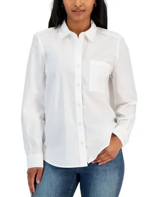 Style & Co Petite Solid Poplin Perfect Shirt, Created for Macy's