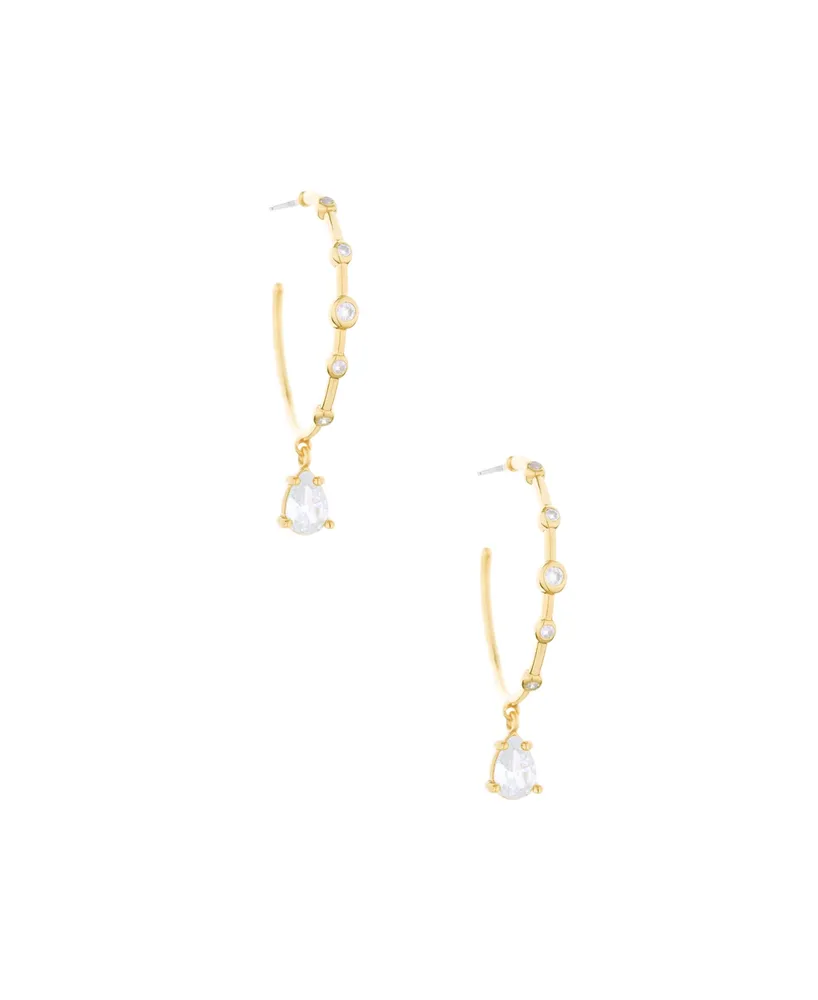 Ettika Delicate Cubic Zirconia Charm Hoop Earrings