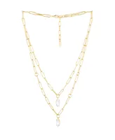 Ettika Double Layered Cubic Zirconia Pendant Necklace