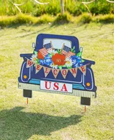 Glitzhome 26" H Patriotic, Americana Metal Truck Yard Stake or Wall Decor or Standing Decor