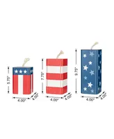 Glitzhome 9.75" H Wooden Patriotic, Americana Firecracker Table Decor