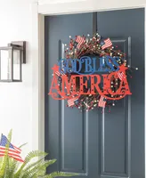 Glitzhome 24" L Patriotic, Americana Metal "God Bless America" Wall Decor