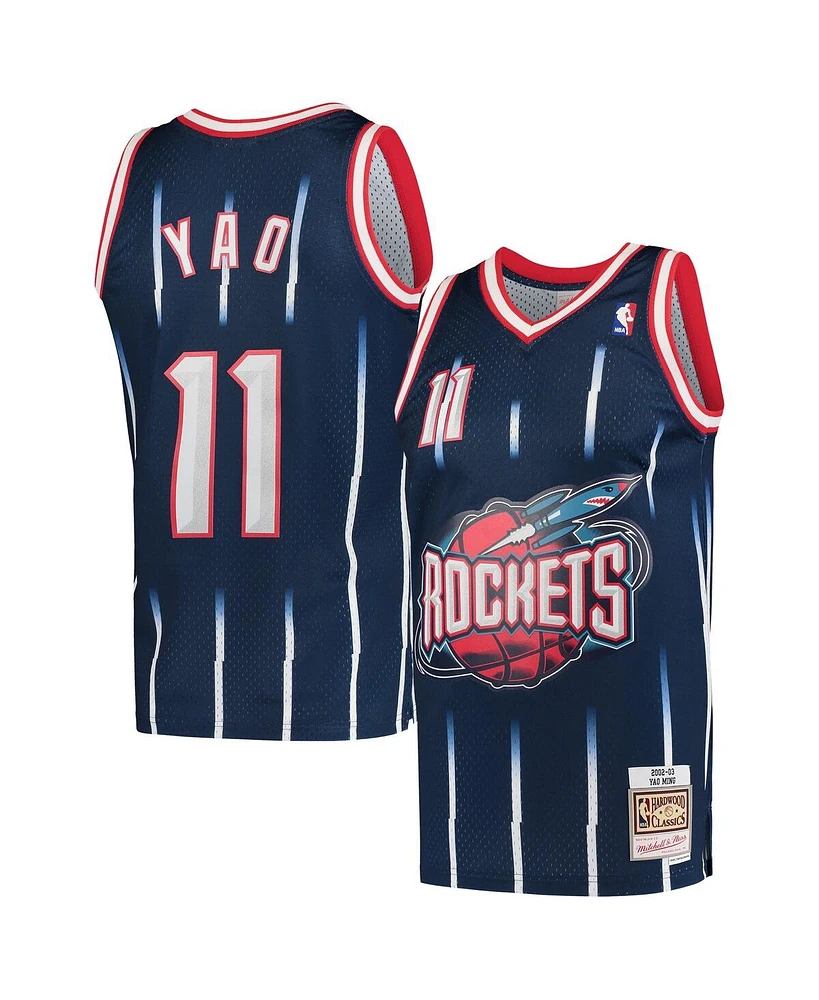 Men's Mitchell & Ness Yao Ming Navy Houston Rockets Hardwood Classics 2002-03 Swingman Jersey