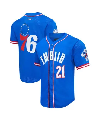 Men's Pro Standard Joel Embiid Royal Philadelphia 76ers Capsule Player Baseball Button-Up Shirt