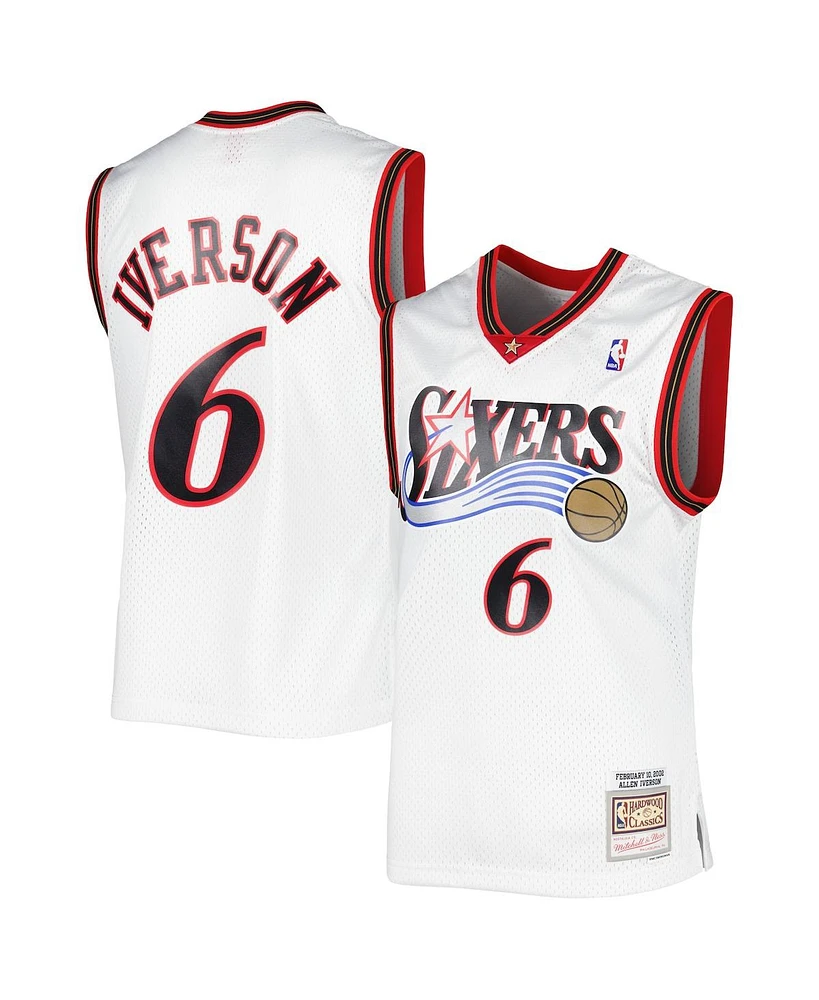 Men's Mitchell & Ness Allen Iverson White Philadelphia 76ers Hardwood Classics 2002 Swingman Jersey