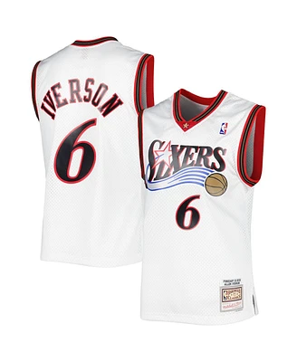 Men's Mitchell & Ness Allen Iverson White Philadelphia 76ers Hardwood Classics 2002 Swingman Jersey