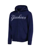 Big Boys Navy New York Yankees Wordmark Full-Zip Fleece Hoodie