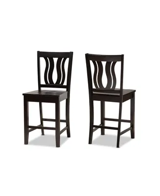 Baxton Studio Fenton Modern and Contemporary Transitional 2-Piece Finished Wood Counter Stool Set