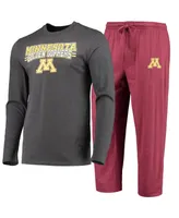 Men's Concepts Sport Maroon, Heathered Charcoal Minnesota Golden Gophers Meter Long Sleeve T-shirt and Pants Sleep Set