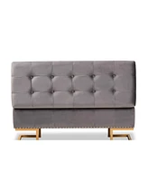 Baxton Studio Ellery Luxe and Glam Velvet Fabric Upholstered Finished Metal Storage Ottoman