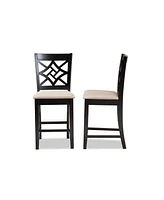 Baxton Studio Nicolette Modern and Contemporary 2-Piece Fabric Upholstered and Finished Wood Counter Stool Set