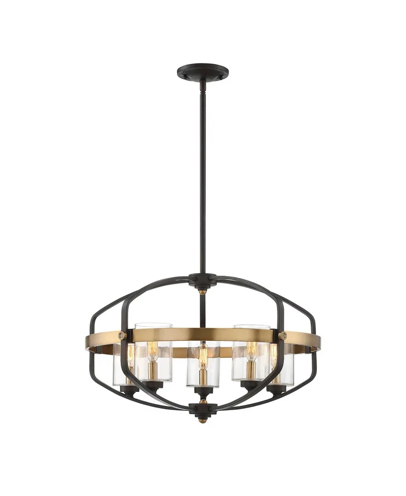 Savoy House Kirkland 5-Light Pendant in English Bronze and Warm Brass