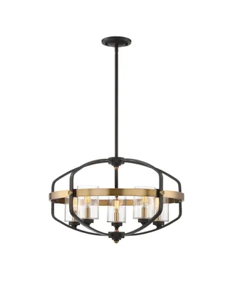 Savoy House Kirkland 5-Light Pendant in English Bronze and Warm Brass