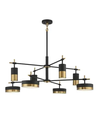 Savoy House Ashor 8-Light Led Chandelier in Matte Black with Warm Brass Accents