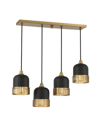 Savoy House Eclipse -Light Linear Chandelier in Matte Black with Warm Brass Accents
