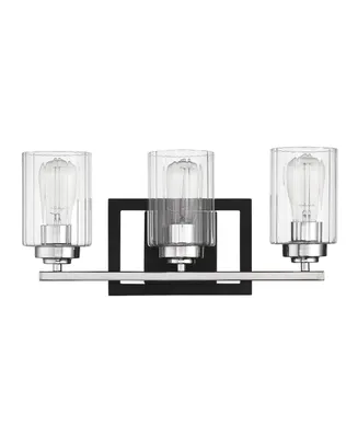 Savoy House Redmond 3-Light Bathroom Vanity Light in Matte Black with Polished Chrome Accents