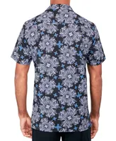 Society of Threads Men's Regular-Fit Non-Iron Performance Stretch Medallion-Print Button-Down Camp Shirt